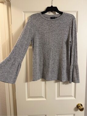 Tempted Gray Bell Sleeve Knit Top